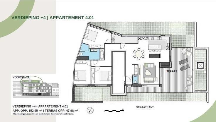 Penthouse te  koop in Aalst 9300 685000.00€ 3 slaapkamers 152.00m² - Zoekertje 295826